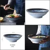 Tigelas 1300ml Super Big Ceramic Bowl Restaurant Tableware de tabela atacado de grande capacidade Aveia profunda Espaguete de soldado Drop Drop Home Garden K DHB8L