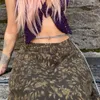 Saias de impressão floral vintage kawaii y2k midi feminino estilo preppy baixa cintura fairycore grunge estética marrom longa saia