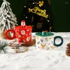 Kupalar EST Noel Çiftleri Seramik Noel Baba Figürinler Yaratıcı 2023 Noel Hediye Lid Tasarım Ofisi Ev Süt Kahve Kupası