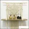 バスルームストレージ組織Tassel Tapestry Wall Hungings Hand -Woven Decoration Bohemian Line Tassels Tapestries Bedroom Shelf Dr Dhieu