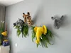 Peluş Bebekler Fabrikası Toptan INS Stil Doldurulmuş Hayvan Baş Duvar Dekorasyonu Yaşamlı Komik Baskılı Çocuk Yatak Odası Plushtoys Creative 230202