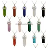 Pendentif Colliers Forme semi-précieuse Pierre naturelle Véritable Améthyste Femmes Chakra Pierres précieuses Quartz Cristal Bijoux d'été Drop Livraison Dht7Q