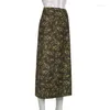 Skirts Vintage Floral Print Kawaii Y2k Midi Women Preppy Style Low Waist Fairycore Grunge Aesthetic Brown Long Skirt