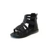 Neonate Sandali Roma 2022 Summer Solid Black Princess Soft Back Zip Flat Casual Kids Fashion Open-toe Scarpe da spiaggia per bambini PU 0202