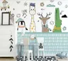 Wallpapers Papel De Parede Nordic Hand-painted Cartoon Small Animal Guard Board Children&#39;s Room 3D Wallpaper Mural Living Home Decor