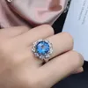 Pierścienie klastra Kjjeaxcmy butikowa biżuteria 925 srebrna inkrustowana naturalna niebieska topaz kamień ringu Wsparcie Wsparcie luksusowe luksus
