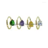 Klusterringar geometriska tår drop fyrkantig enkel kubik zirkonia cz enkel colorf sten förlovningsring för kvinnor leverans smycken dhfs3