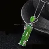 Подвесные ожерелья благоприятный зеленый нефритовый бамбуковый ожерелье завода подтягивающие халцедоние