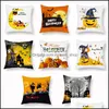 وسادة العلبة Holloween Pillowcase 45x45cm اليقطين Skl Witch Series طباعة وسادة المنزل الناعمة ER