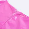 Vestidos casuales PU cuero bodycon mini mujeres rosa elegante elástico vestido delgado color sólido sin mangas club desgaste vestidos de fiesta