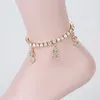 Anklets Bohemian Dollar Foot Ring Chain Ankle Summer Bracelet Taless "s" Shaped Pendant Charm Sandals Barefoot Beach Bride Jewelry