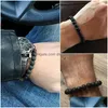 Beaded 8mm vulkaniska stenpärlor Strand Armband Black Lava Men Armband Punk Bangle For Women Drop Delivery Jewelry Dhgarden Dhykt