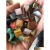 Colares de pendentes 100pcs quadrados soltos pedras de cura de cura de cubo de cubo natural para mulheres que fazem entrega de queda de pingente Dh1yy