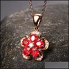 Pendant Necklaces Flower Female Copper Jewelry Crystal Necklace Gift Party Ladies Fashion Jewelry18K Gold Chain Drop Delivery Pendant Dheqa