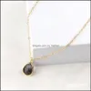 Pendant Necklaces Water Drop Crystal Necklace For Women Druzy Quartz Glass Mticolor Chain Delivery Jewelry Pendants Otkbg