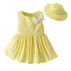 Mädchen Kleider Kleinkind Baby Mädchen ärmellose Schleife Plaid gedruckt Prinzessin Kleid Hut