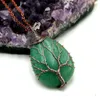 Pendentif Colliers En Gros 6 pc/lot Pierre Naturelle Cristal Arbre De Vie Collier En Forme De Goutte Bronze Chakra Rétro Bijoux