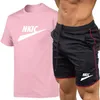 Merk logo print hardloop heren tracksuits t shirt sport t -shirt korte mouw voetbalbasketbal tennis shirt snel droge fitness sportset pakken sportkleding