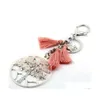 Key Rings Selling Natural Gravel Tassel Keychains Pendant Ring Jewelry For Party Gift Ship C3 Drop Delivery Dh0Gv