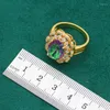 Collier boucles d'oreilles ensemble classique géométrique couleur or pour les femmes mariage arc-en-ciel Zircon Bracelet pendentif mariée anneau