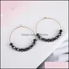 Hoop Huggie Bohemian Round Circle Beads Earrings Fashion Handmade Natural Stone Wrapped Gold Color Big Earing For Women Party Wedd Otnid