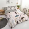 Set di biancheria da letto Decorazioni a tema bosco Set di animali simpatico cartone animato Copripiumino per bambini Doppia trapunta completa in poliestere per bambini Ragazzi e ragazze