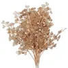 Fiori decorativi 6PCS Simulazione Rami di foglie d'oro Bouquet da sposa artificiali Decorazione per feste di Natale Decorazioni per la casa Piante di bacche finte