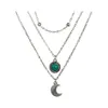 Collane a pendente progettate per gioielli crossborder in pietra sciolta luna tre mtilayer collana retr￲ catena intarsiata intarsiato dhhsv