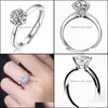 Solitaire Ring Sier Rings for Women Round Cut Zirconia Diamond Color Wedding Band Engagement Bridal Jewelry Drop Delivery Dhfme