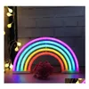 LED Neon Sign Cute Rainbow Light/Lamp f￶r sovsalar Lampor V￤ggflickor Sovrum Jul Drop Delivery Lights Lighting Holiday Dhtqt