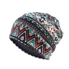 Berets 2023 Cotton Autumn Winter Skullies Cap Beanie Hat Geometric Print Turban Scarf Dual Use for Men and Women 60