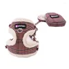 Dog Collars Winter Warm Pet Plaid Harnesses Leash Back Snack Pack Leashing Rope Not Squeeze Neck For Small Medium