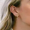 Hoop Earrings 925 Sterling Silver Bling Rectangle CZ Bar Chunky Hoops Earring For Women Geometric Fashion Classic Jewelry