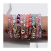 Perlé 10 Pcs Noël Pierre Bracelets Xmas Bangle Décorations Pour La Maison Père Noël Bijoux Joyeux Cadeau Ornement Heureux Drop Delivery Dhb4X