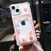 Cure Cartoon Bear Rabbit Clear Phone Case for iPhone 14 Pro Max 13 12 11 X XR XS 7 8プラスカードホルダーウォレットショックプルーフカバー