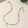 Chains Simple Handmade Rice Glass Beads Choker Lovely Snowman Pendant Christmas Necklace Fashion Jewelry For Women