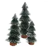 Christmas Decorations Mini Tree With White Snow Simulated Realistic Decoration Artificial Xmas Cedar Decor For