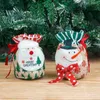 Christmas Decorations 2023The Apple Ornaments Linen Bags Cartoon Santa Snowman Gift Of Candy Bag 369