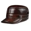 Beanieskull Caps Men Springwinter äkta läder Blackbrown Flat Baseball Man 5462 cm Anpassad storlek utomhusgolf HA 230202