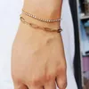 Link Armbanden Goud Voor Vrouwen Kleur Roestvrij Staal Verstelbare Paperclip Tennis Handketting Gelaagde Armband Leuke Sieraden