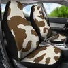 Car Seat Covers Light Brown And White Cow Hide Print Rustic Pattern Pack Of 2 Universal Front Protective Cover