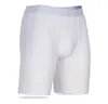 Underbyxor män elastisk bomull sexig lång ben mjuk boxare svart grå vit påse strumpor underkläder