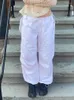 Y2K Streetwear Drawstring Cargo Parachute Pants Hippie Harajuku Loose Draped Low Waist Tech Sporty Trousers Oversize