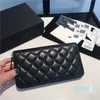 Cartera de piel de cordero de caviar de embrague abatible para mujer de alta calidad a la moda de diseñador de lujo de marca 10A