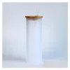 タンブラー17オンスの昇華ガラスタンブラーブランクフロストメガネウォーターボトルグラディエントカラー竹の蓋付きの印刷セントドロップデリバリーdhrpo