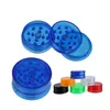 Kleurrijk roken draagbaar plastic 60 mm/40 mm 3lagen droog kruiden tabakslijn grinder kruid molenaar breker slijpen gehakte hand muller voor bonggereedschap