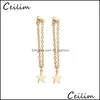 Stud Tassel Gold Color Star Design Keten Hoek Lange oorbellen Verklaring Dang om te maken voor bruiloftsfeestjes sieraden Groothandel drop levering otgnz