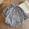 Rompers Autumn Baby Girl Flower Style Jumpsuit Long Sleeves Cute Princess OnePiece Clothes 230203