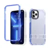 2in1 Bumper Frame Holder Shockproof Cases For Iphone 15 14 Plus Pro Max 13 12 11 8 7 6 Crystal Stand Hard PC Plastic Soft TPU Clear 2 In 1 Hybrid Dual Color Phone Back Cover