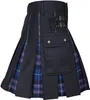 Spódnice Kilts for Men Utility 100% bawełniane dżinsy hybrydowe nowoczesne pudełko plisowane tartan tradycyjne męskie dżinsowe spódnica 230202